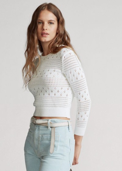 Polo Ralph Lauren Cropped Pointelle Knit Top Dame Danmark (SVQZU6241)